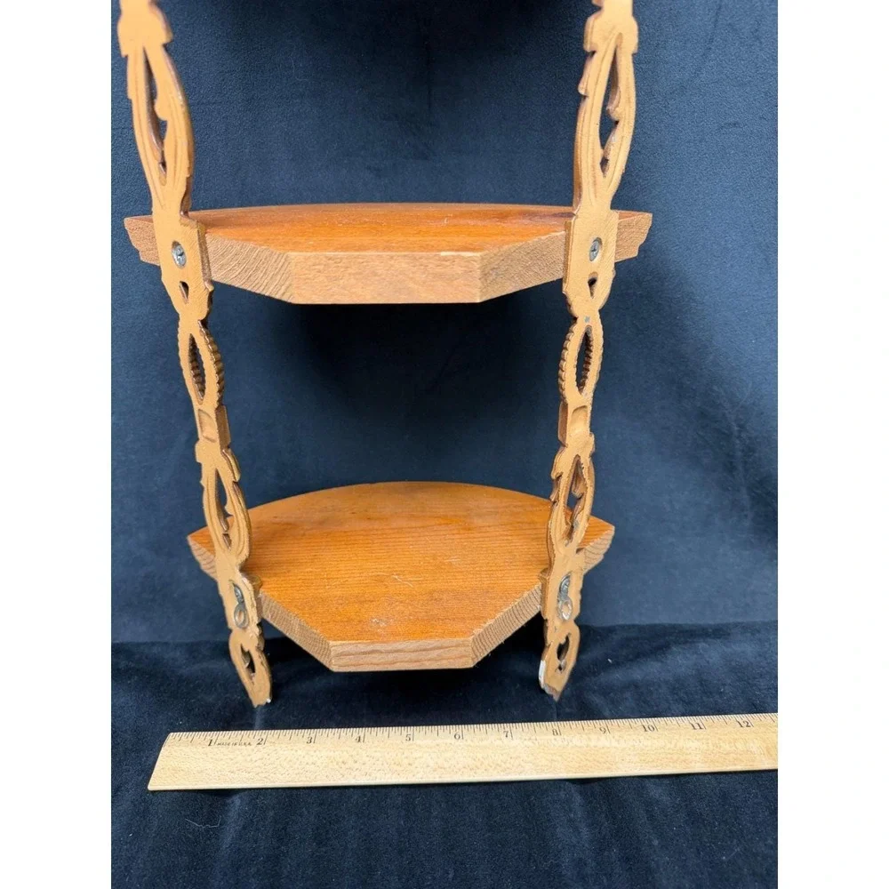 Vintage Sexton 3 Tier Corner Wall Mount Shelf Filagree Cottage Core 20